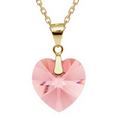 Xilion Rose Peach Heart Pendant Gold Chain Made With Swarovski Element